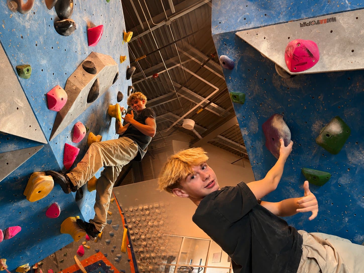 Bouldering at the climbing gym