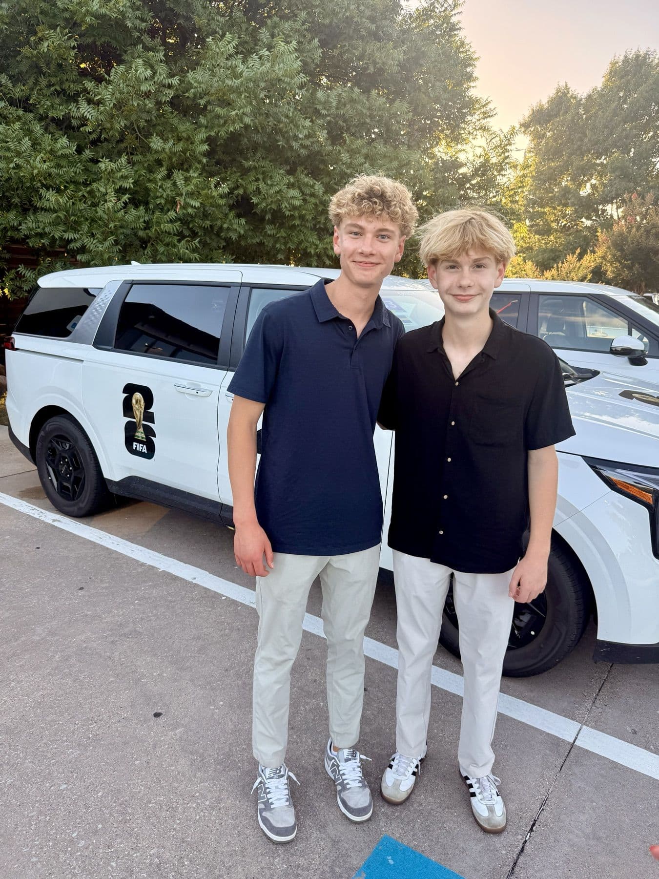 Brady and Parker arriving in Frisco, Texas