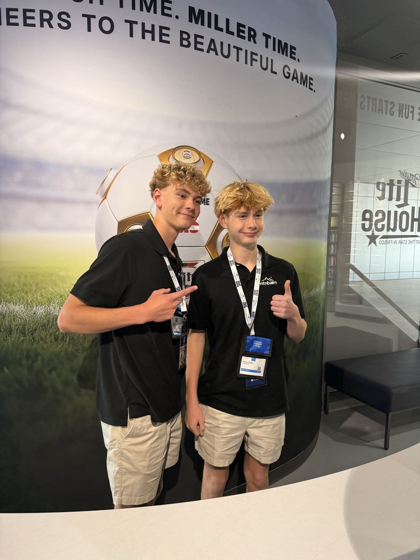 Brady and Parker with their competitor badges