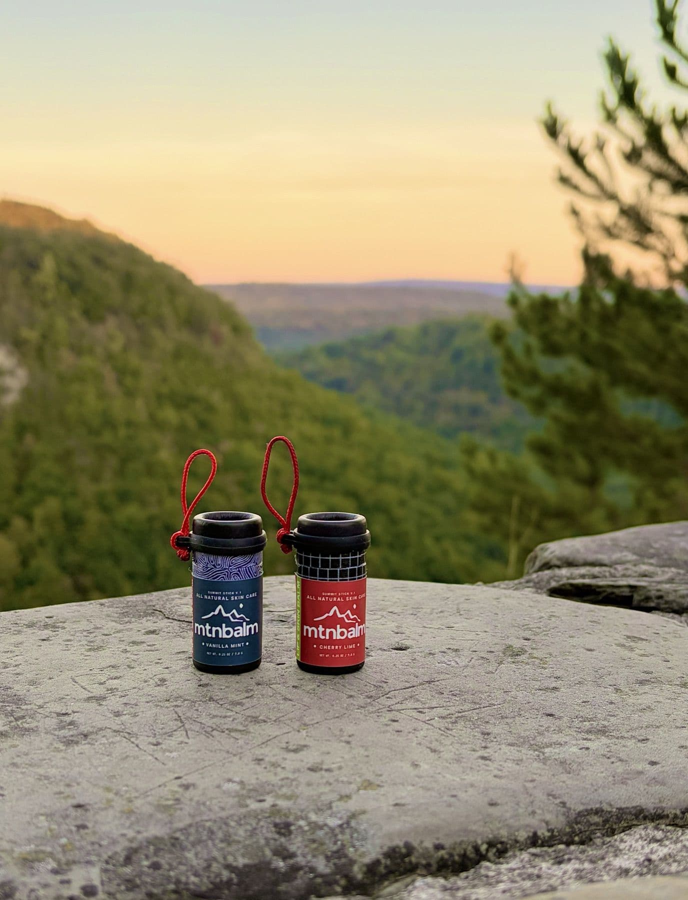 Two Summit Sticks on a rock overlooking Letchworth at sunset